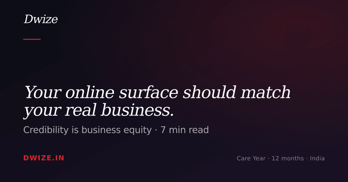 Your online surface should match your real business. — Dwize Insights